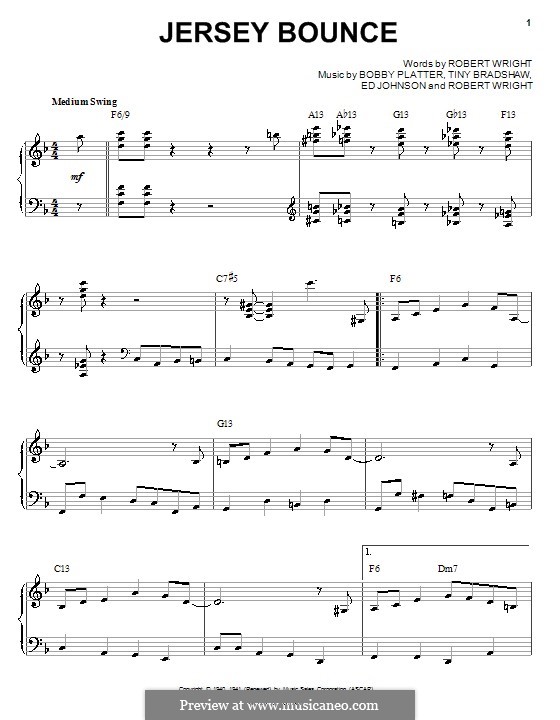 Jersey Bounce (Ella  Fitzgerald): For piano by Edward F. Johnson, Bobby Plater, Tiny Bradshaw