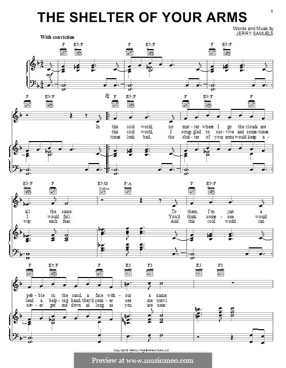 The Shelter of Your Arms: For voice and piano (or guitar) by Jerry Samuels