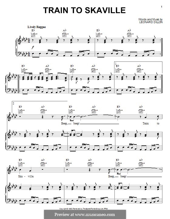Train to Skaville (The Ethiopians): For voice and piano (or guitar) by Leonard Dillon