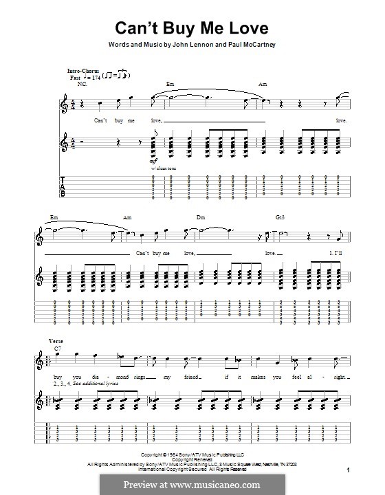 Instrumental version: For guitar by John Lennon, Paul McCartney