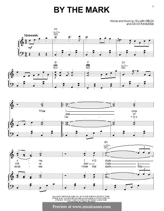By the Mark (Dailey & Vincent): For voice and piano (or guitar) by David Rawlings