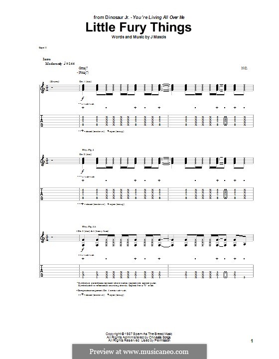 Little Fury Things (Dinosaur Jr.): For guitar with tab by Joseph Mascis Jr.