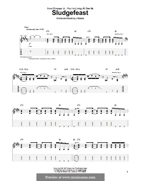 Sludgefeast (Dinosaur Jr.): For guitar with tab by Joseph Mascis Jr.