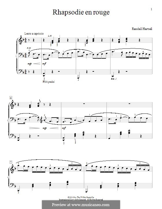 Rhapsodie en Rouge: For piano by Randall Hartsell