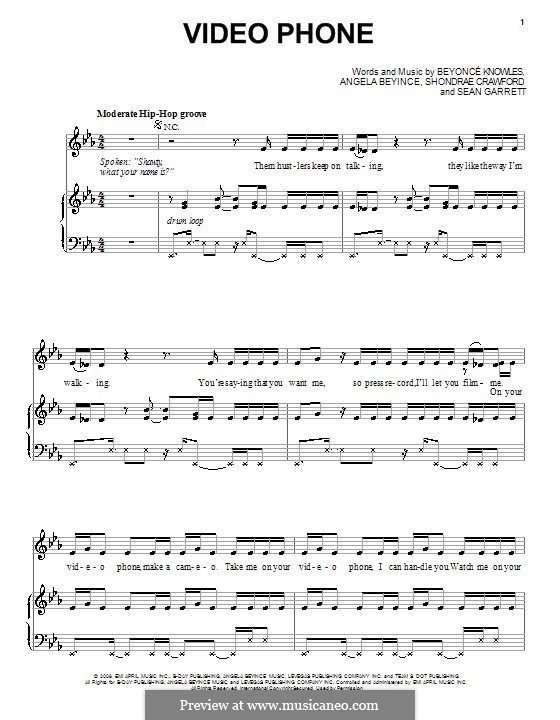 Video Phone: For voice and piano (or guitar) by Beyoncé