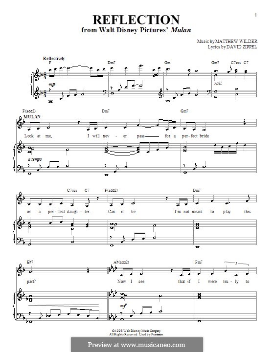 reflection mulan violin sheet music