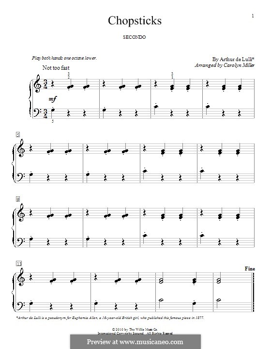 Chopsticks by A. De Lulli sheet music on MusicaNeo