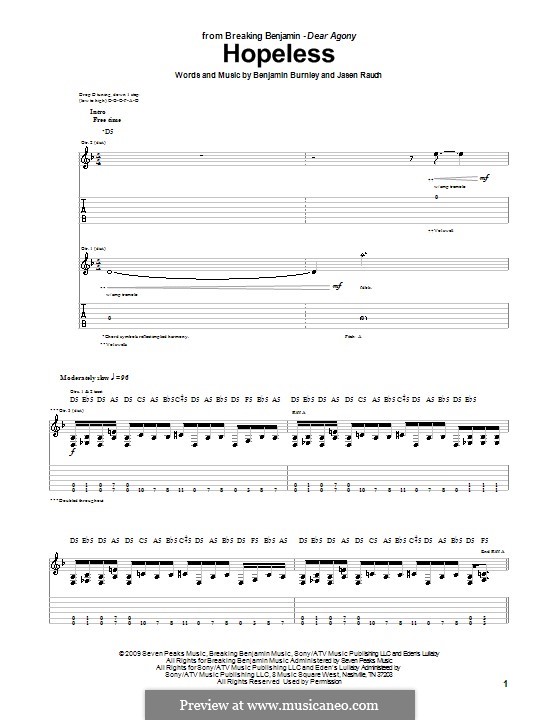 Hopeless (Breaking Benjamin): For guitar with tab by Benjamin Burnley, Jasen Rauch