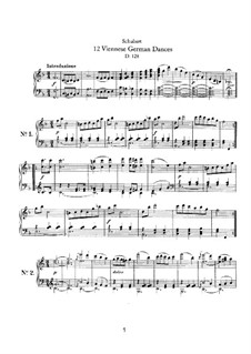 Twelve Viennese German Dances, D.128: For piano by Franz Schubert