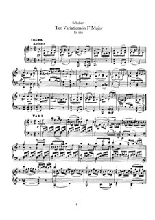 Ten Variations for Piano in F Major, D.156: For a single performer by Franz Schubert