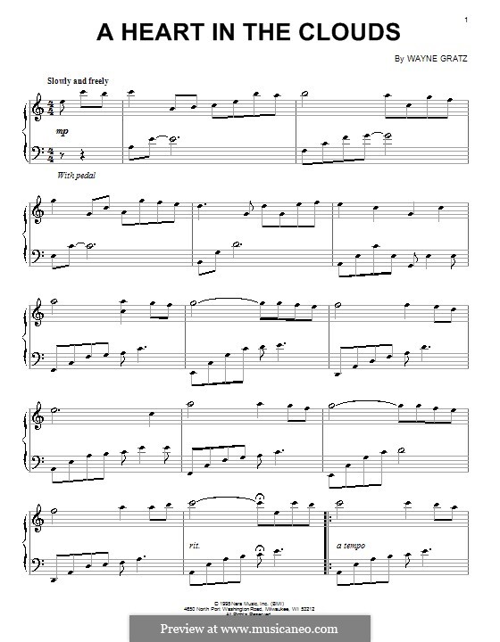 A Heart in the Clouds: For piano by Wayne Gratz