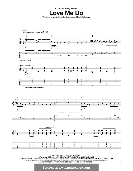 Love Me Do (The Beatles): For guitar by John Lennon, Paul McCartney
