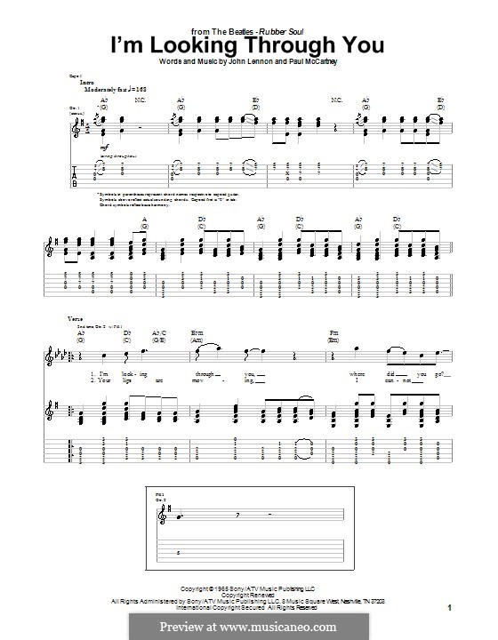 I'm Looking Through You (The Beatles): For guitar with tab by John Lennon, Paul McCartney