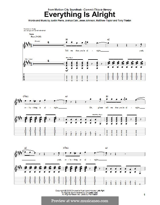 everything is alright motion city soundtrack by j johnson j motion picture soundtrack sheet music