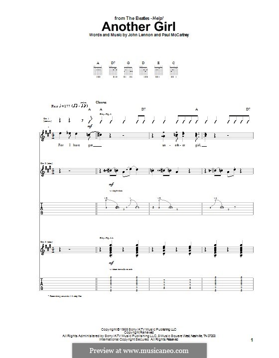 Another Girl (The Beatles): For guitar with tab by John Lennon, Paul McCartney