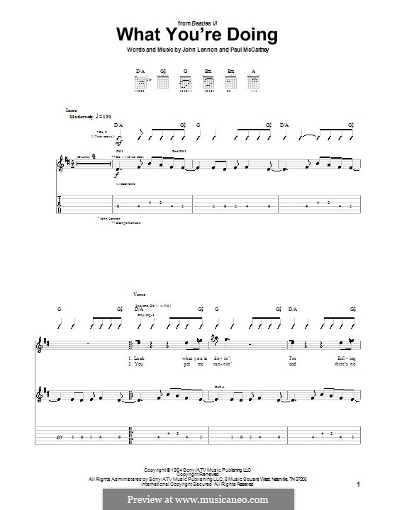 What You're Doing (The Beatles): For guitar with tab by John Lennon, Paul McCartney