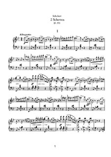 Two Scherzos for Piano, D.593: Complete set by Franz Schubert