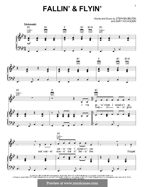 Fallin' and Flyin' (Colin Farrell and Jeff Bridges): For voice and piano (or guitar) by Gary Nicholson, Stephen Bruton
