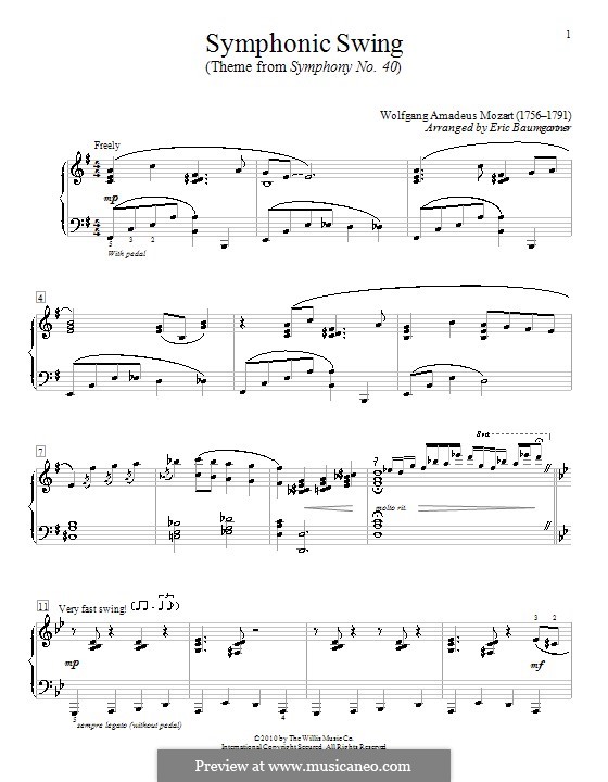 Movement I: Theme, for piano by Wolfgang Amadeus Mozart