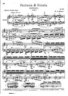 Fantasia for Piano No.4 in C Minor, K.475: With fingering by Wolfgang Amadeus Mozart