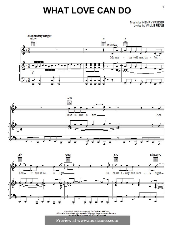 What Love Can Do (Tom Eyen): For voice and piano (or guitar) by Henry Krieger