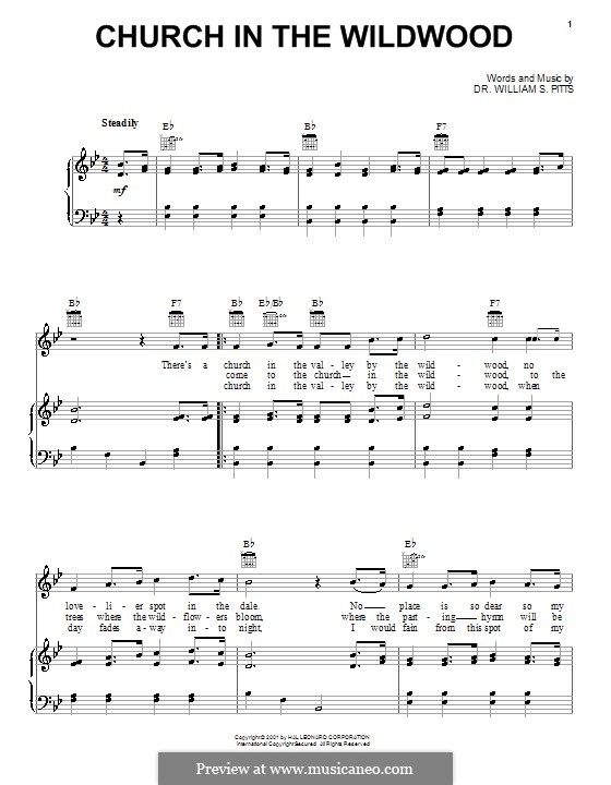 Church in the Wildwood: For voice and piano (or guitar) by William S. Pitts