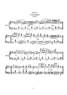 Five Ecossaises for Piano, D.697: For a single performer by Franz Schubert
