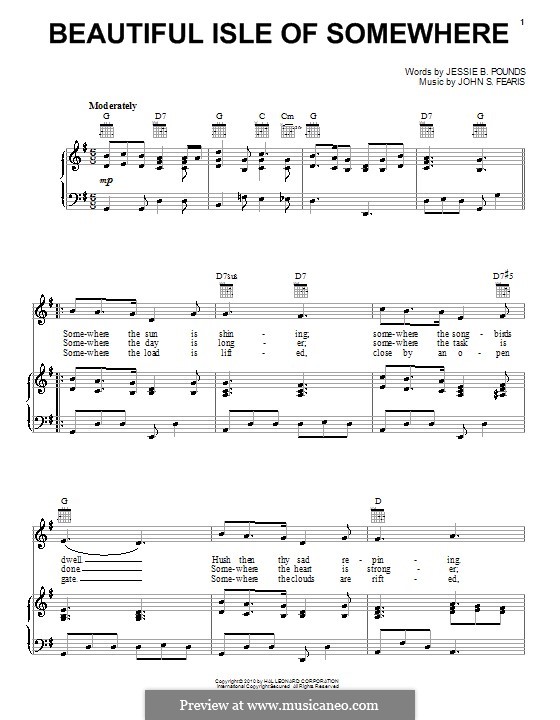 Beautiful Isle of Somewhere: For voice and piano (or guitar) by John Sylvester Fearis