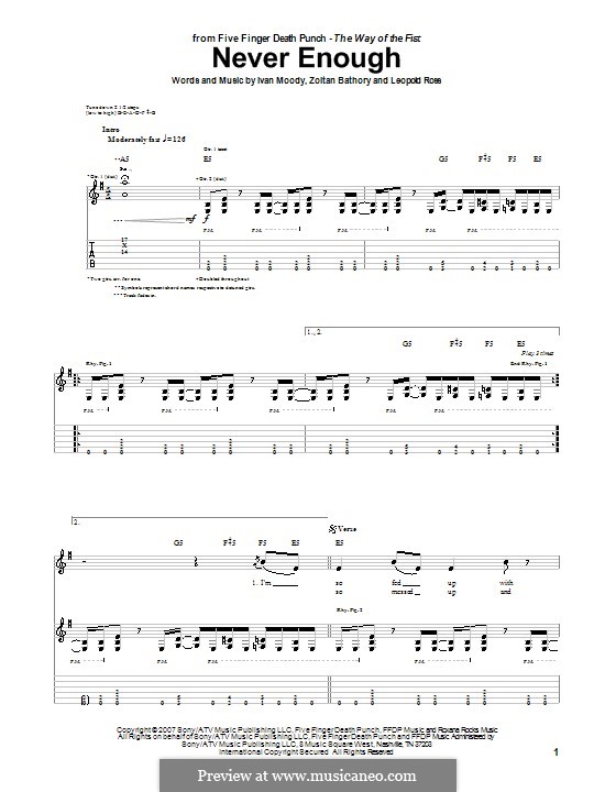 Never Enough (Five Finger Death Punch): For guitar by Ivan L. Moody, Leopold Ross, Zoltán Bathory