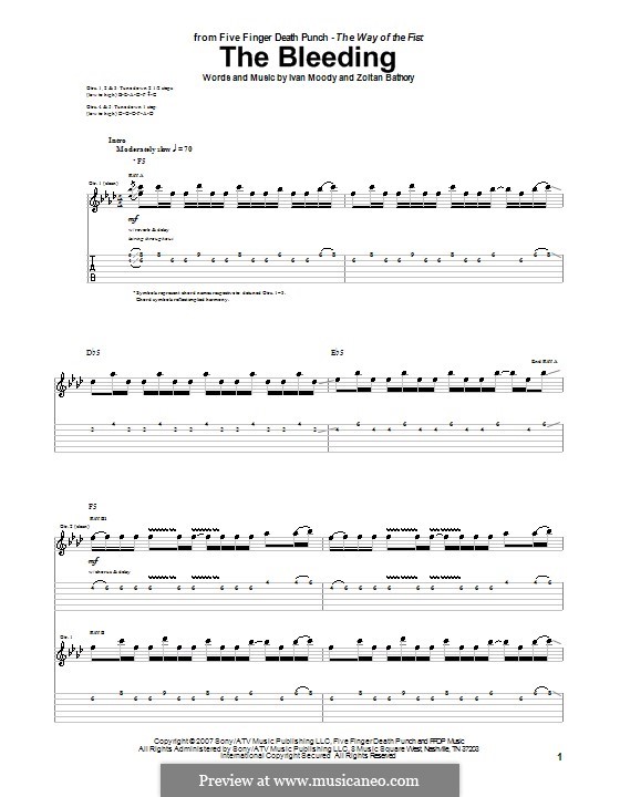 The Bleeding (Five Finger Death Punch): For guitar by Ivan L. Moody, Zoltán Bathory