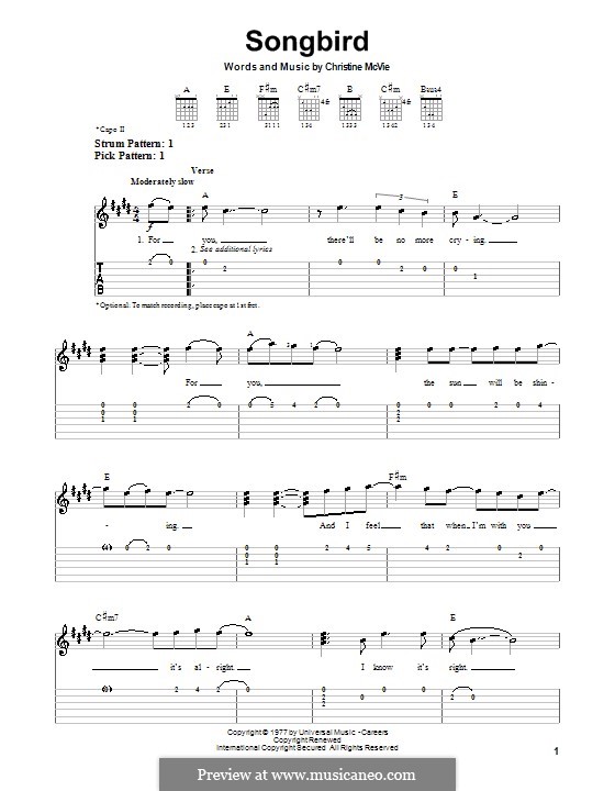 Songbird (Fleetwood Mac) by C. McVie sheet music on MusicaNeo Songbird (Fleetwood Mac) by C. McVie sheet music on MusicaNeo