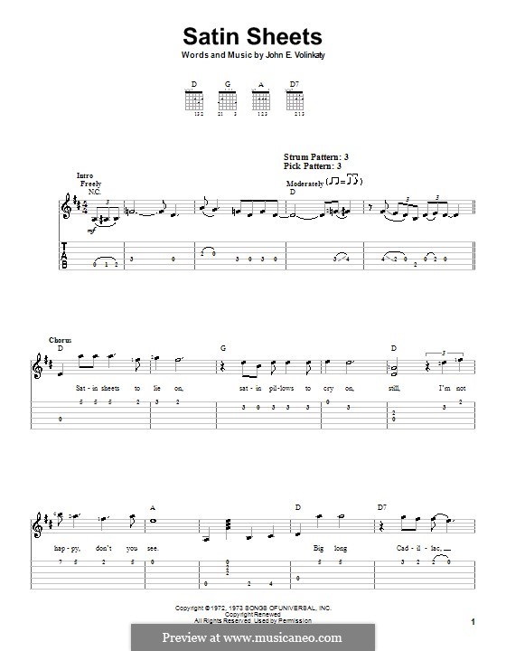 Satin Sheets: For guitar (very easy version) by John E. Volinkaty