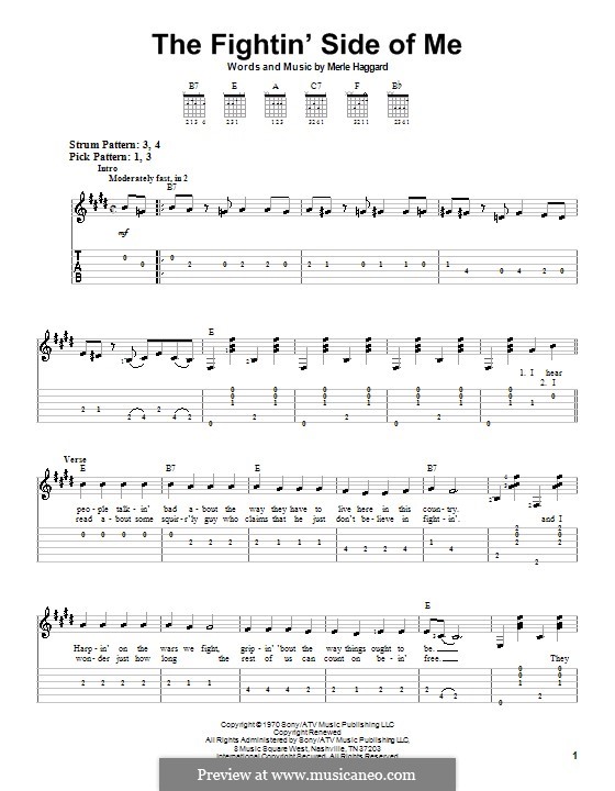 The Fightin' Side of Me: For guitar (very easy version) by Merle Haggard