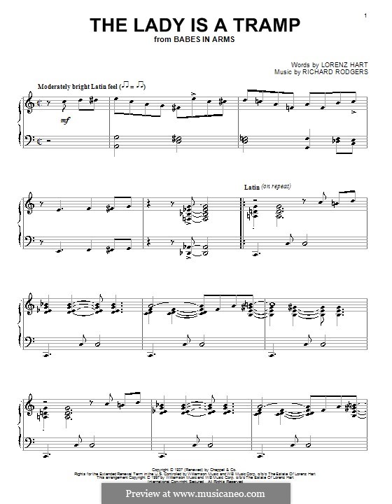 The Lady is a Tramp (Frank Sinatra): For piano by Richard Rodgers