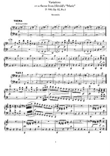Eight Variations on a Theme from 'Marie' by Hérold, D.908 Op.82 No.1: Parts by Franz Schubert
