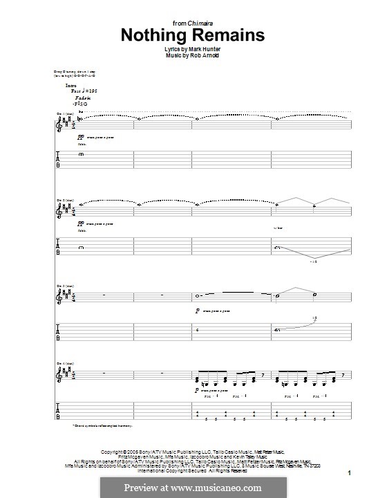 Nothing Remains (Chimaira): For guitar with tab by Marc Hunter, Rob Arnold