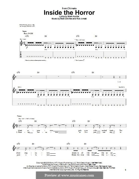 Inside the Horror (Chimaira): For guitar with tab by Marc Hunter, Matt DeVries, Rob Arnold