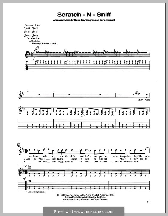 Scratch-N-Sniff (Stevie Ray Vaughan): For guitar with tab by Doyle Bramhall