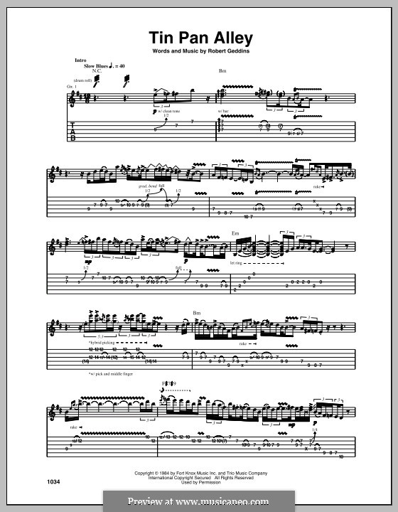 Tin Pan Alley by R. Geddins sheet music on MusicaNeo