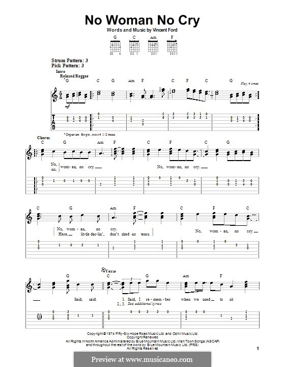 No Woman No Cry free sheet music by Bob Marley