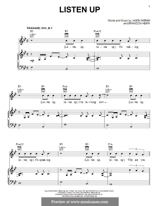 Listen Up: For voice and piano (or guitar) by Jason David Ingram