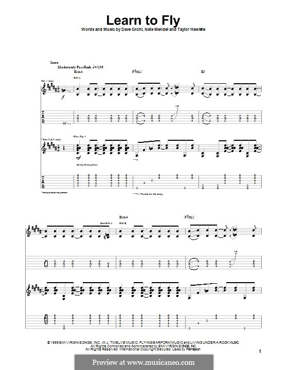 Learn To Fly (Foo Fighters): For guitar with tab by David Grohl, Nate Mendel, Taylor Hawkins