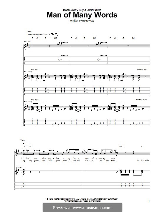 Man of Many Words: For guitar with tab by Buddy Guy