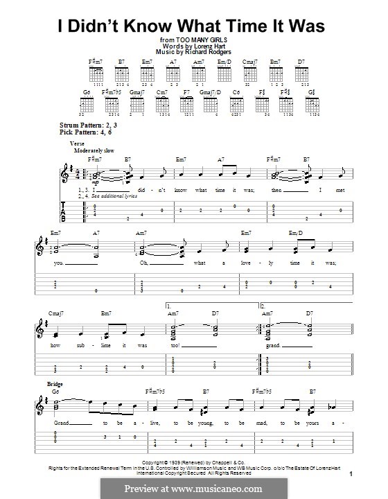 I didn't Know What Time it Was: For easy guitar with tabulature by Richard Rodgers