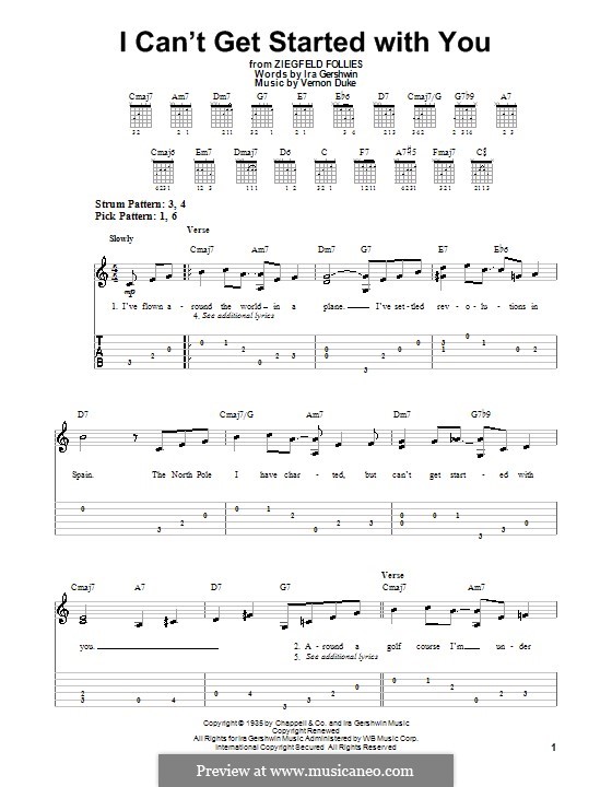 I Can't Get Started with You: For guitar (very easy version) by Vernon Duke