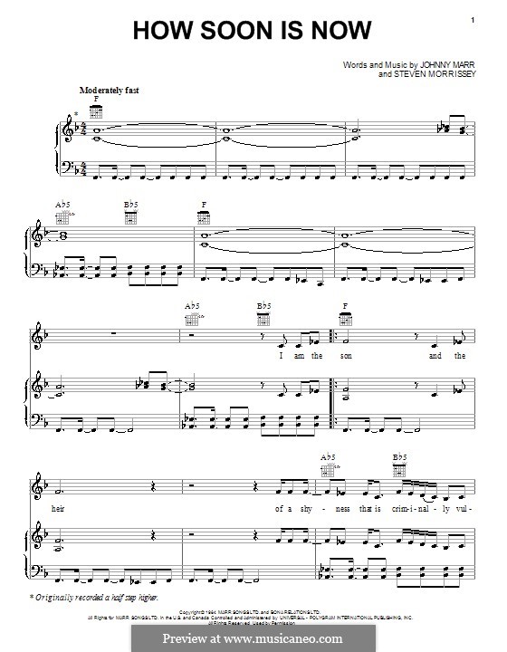 How Soon is Now?: For voice and piano (or guitar) by Morrissey, Johnny Marr
