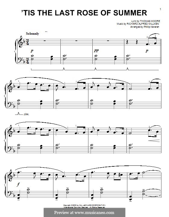 tis the last rose of summer sheet music