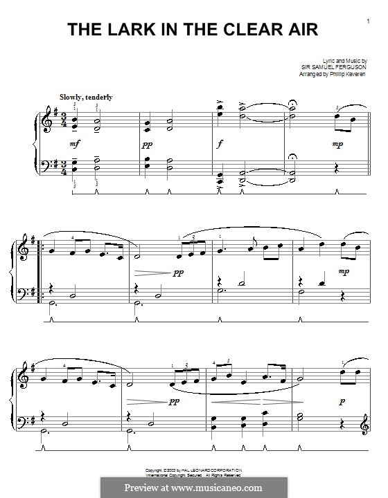 The Lark in the Clear Air: For easy piano by Sir Samuel Ferguson