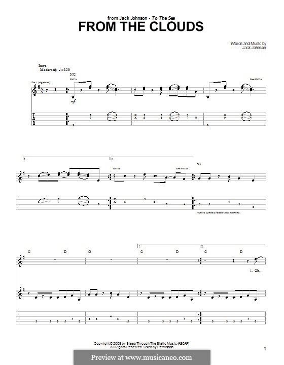 From the Clouds: For guitar with tab by Jack Johnson