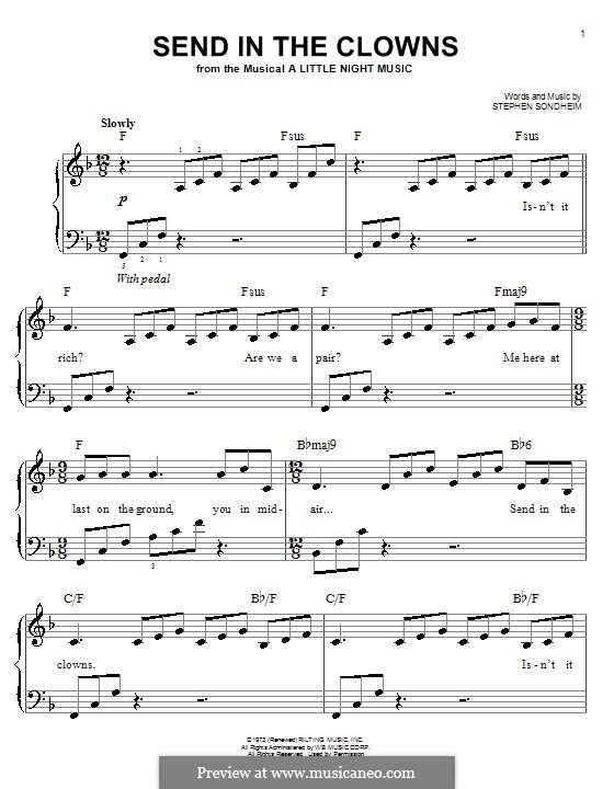 Send in the Clowns (from A Little Night Music): For easy piano by Stephen Sondheim